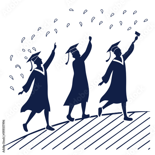 Minimal of three graduates celebrating graduation celebration