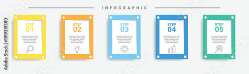 Colorful product packaging design with five variants