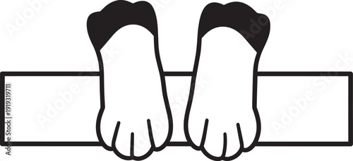 Two cat paws resting silhouette black vector