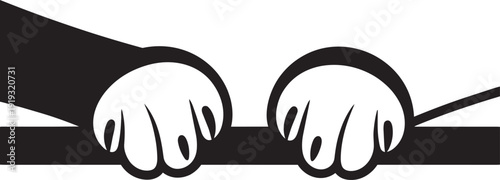 Two cat paws resting silhouette black vector