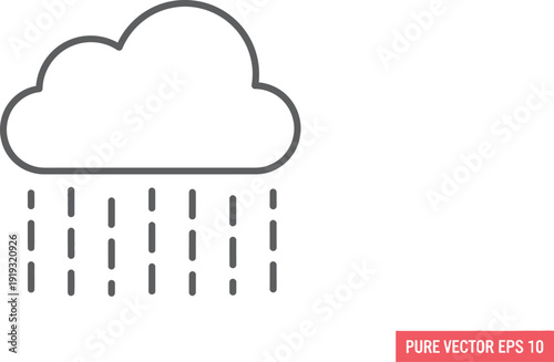 An outline icon of a cloud with rain falling below it.