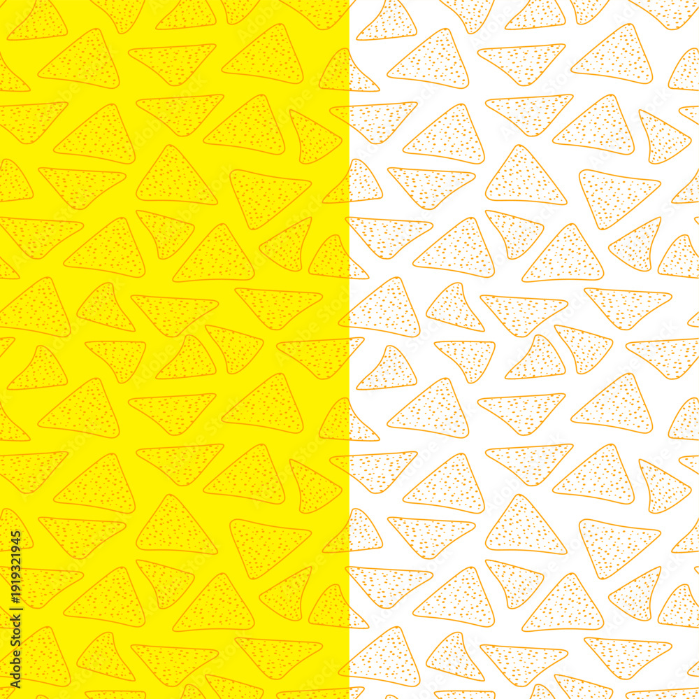 Fototapeta premium doodle nachos pattern background. tortilla chips pattern. nachos seamless pattern background.