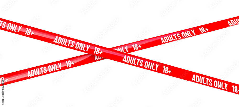 Fotografie Red adults only 18 plus 3d isolated