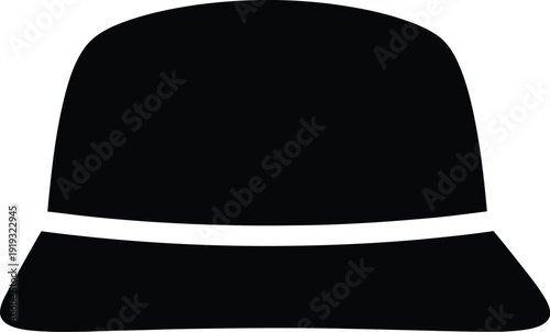 Black bucket hat silhouette icon isolated on white background for fashion design