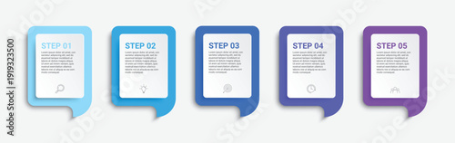 Multicolored speech bubbles with illegible text