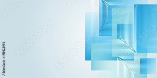 Modern technology abstract background with overlapping geometric designs and modern glowing white square lines. Minimalist and futuristic design. Vector illustration.