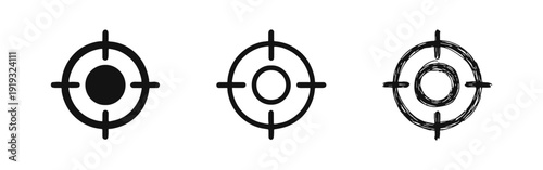 Target Crosshair Icon Set in Different Styles for Aim, Goal, and Precision Concepts