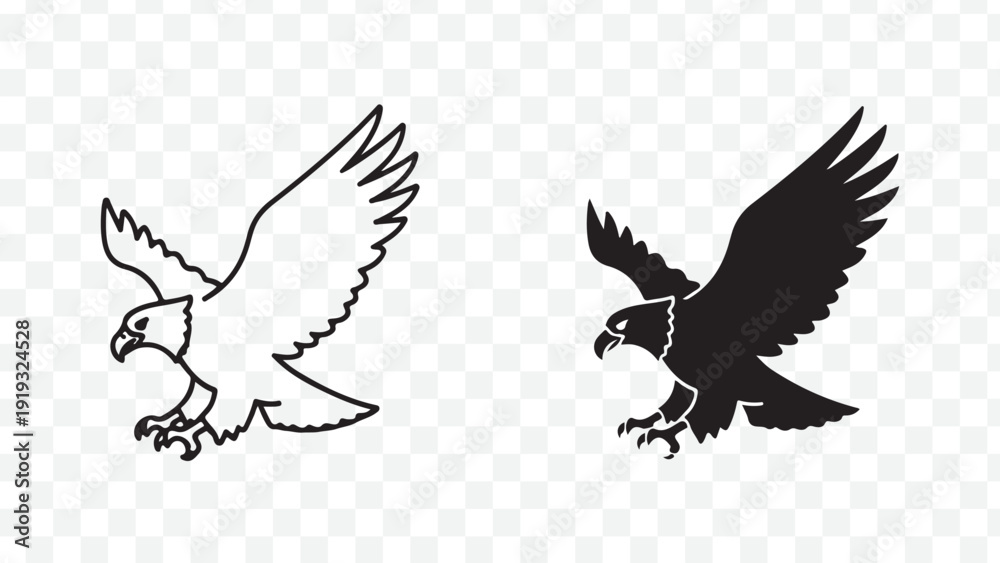 Obraz premium Set of 2 eagle icons vector