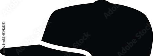 Black silhouette icon of a baseball cap with a flat brim viewed from the side