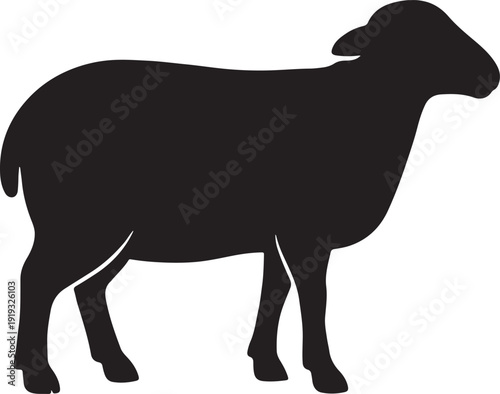 Sheep (Qurbani concept) side profile clean silhouette, isolated white background