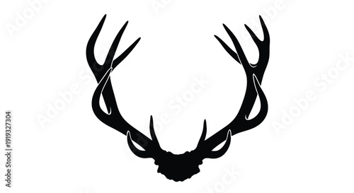 Minimalist black silhouette deer antler head flat illustration design for wildlife nature branding isolated on white background