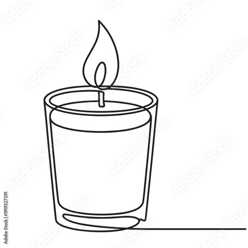 vector illustration of burning candle in a cup