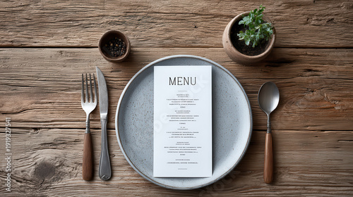Cafe Menu Card Mockup on Natural Wood Surface