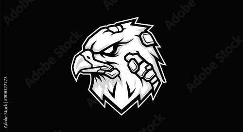 Eagle head mascot illustration on black