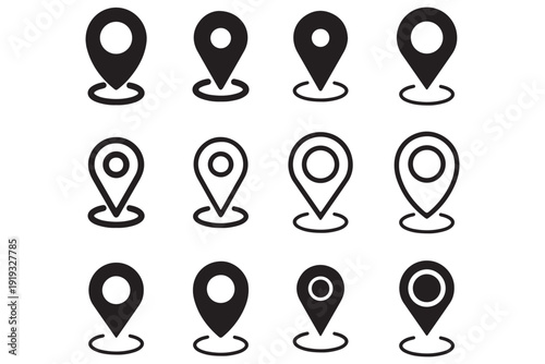 Map pin icon. location pin place marker. Location icon. Map marker pointer icon set. GPS location symbol collection. Vector illustrator. eps 10