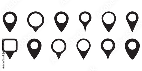 Location map pin icons set, Map marker pointer icon collection vector.