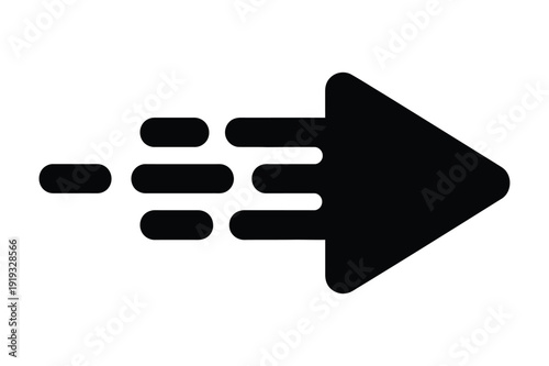 Fast Motion Speed Arrow Icon Pointing Right Direction Black Symbol