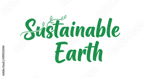 Sustainable earth vector logo with green color and leaf design.