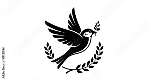 Flying dove with olive branch vector
