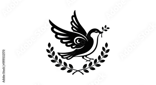 Flying dove with olive branch vector illustration