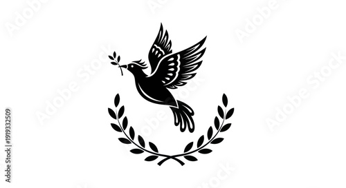 Flying dove with olive branch vector illustration