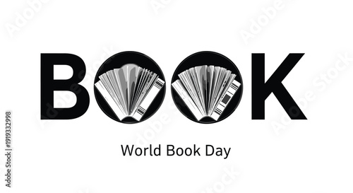 World Book Day logo vector graphic, featuring stylized book icons in a creative typographic design.