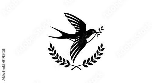 Flying swallow bird icon silhouette