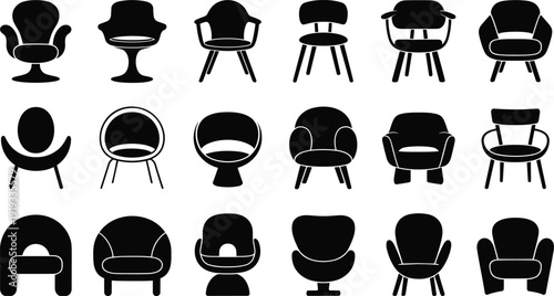 Collection of various chair silhouettes