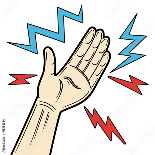 A hand with lightning bolts coming out of it Vector