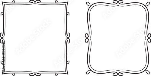 Black and white ornate border frames with scroll details