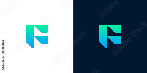 Modern abstract letter F logo design showcasing innovative gradient colors, perfect for technology companies, digital brands, or creative agencies seeking a dynamic and memorable visual identity