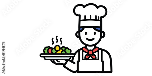 icon illustration of a chef bringing food