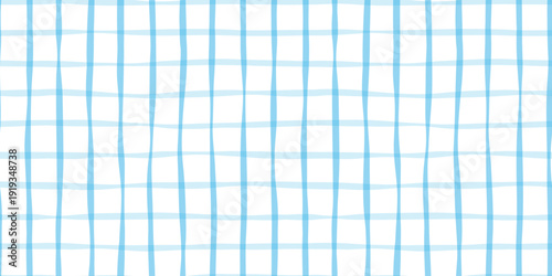 Wavy inky blue grid check vector seamless pattern background