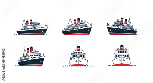 Steam Boat Line art abstract modern vector