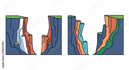 Steep Cliff Line art modern abstract vector