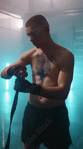 Intense Boxing Training and Fight: Professional Boxers Sparring in Ring, Close-up Portraits, Jumping Rope, Push-ups, and Cinematic Gym Workout Sessions with Athletic Men.