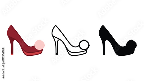 High heel shoes vector illustrations in various colors and styles