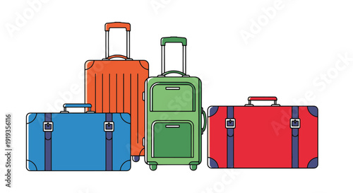 Suitcase Line art abstract smooth color vector
