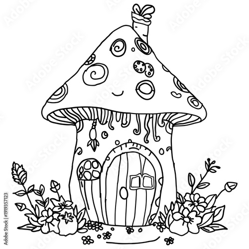 Whimsical Mushroom House with Forest Friends
