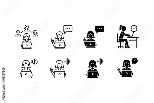 Illustrations depicting various forms of communication and printing methods