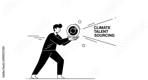 Person Holding Planet Earth in Hands with Climate Talent Sourcing Text
