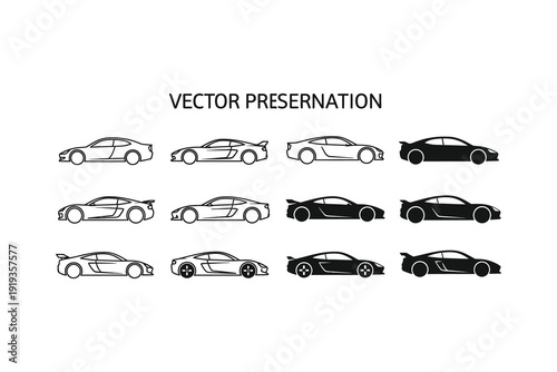 Illustrations of various car designs emphasizing vector preservation techniques