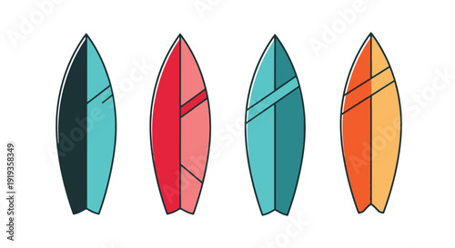 Surfboard Line art dynamic abstract color illustration