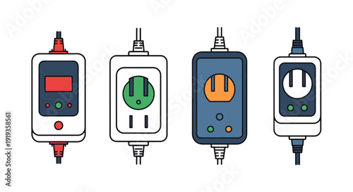 Surge Protector Line color art flat style minimal abstract vector