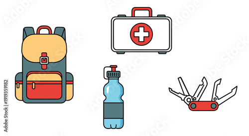 Survival Pack Line soft tone abstract vector