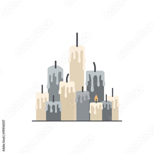 City Skyline of Turned Off Candle Buildings Icon