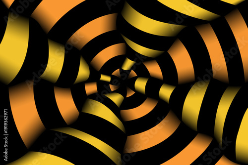 Hand drawn golden and bronze doodle 3d realistic illusion abstarct background. Futuristic zendoodle pattern. Technologycal snake concept. Vector illustration