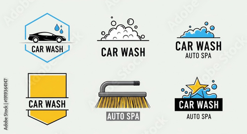 Car Wash Logo Collection Auto Spa Service.
