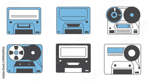 Tape Drive Line art minimal color design vector