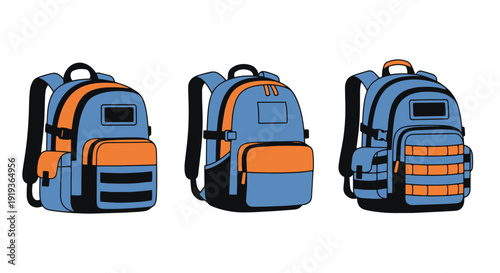 Tactical Backpack clean color illustration